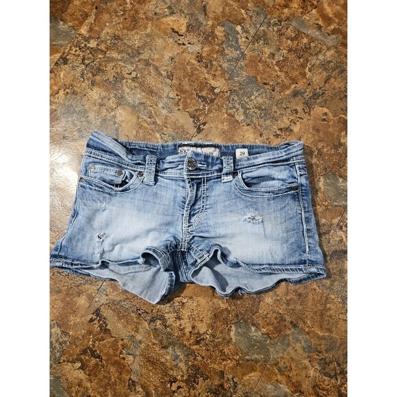BKE Jean Shorts Womens 29 Blue Stella Distressed Denim Western Rodeo (A200) - Picture 4 of 8